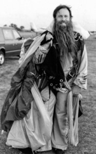 Bill Booth, UPT owner skydiving with one of his early harness container systems